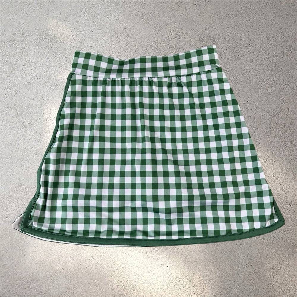 TNUCK Sport Tuckernuck Tennis Skirt Green White Gingham Check Plaid Size Small - Picture 3 of 8